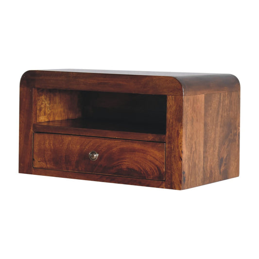 Chunky Chestnut 1 Drawer Wall Mounted Nightstand Bedside table / chest CasaFenix