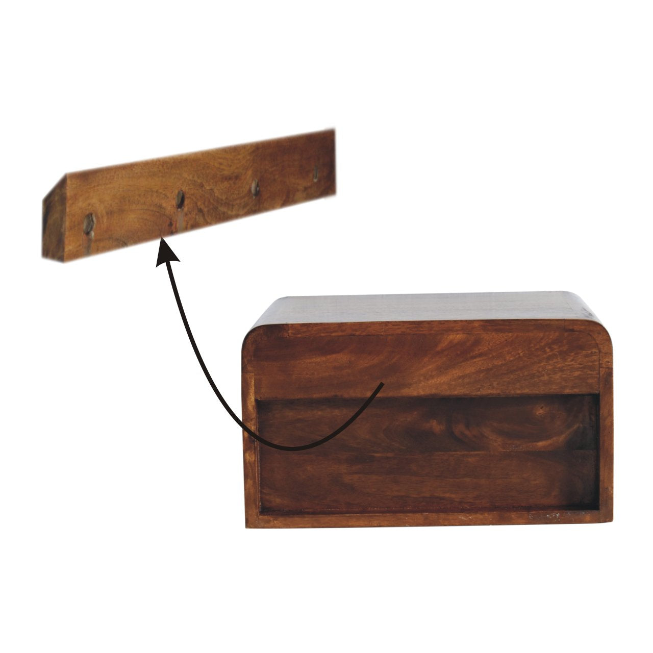 Chunky Chestnut 1 Drawer Wall Mounted Nightstand Bedside table / chest CasaFenix