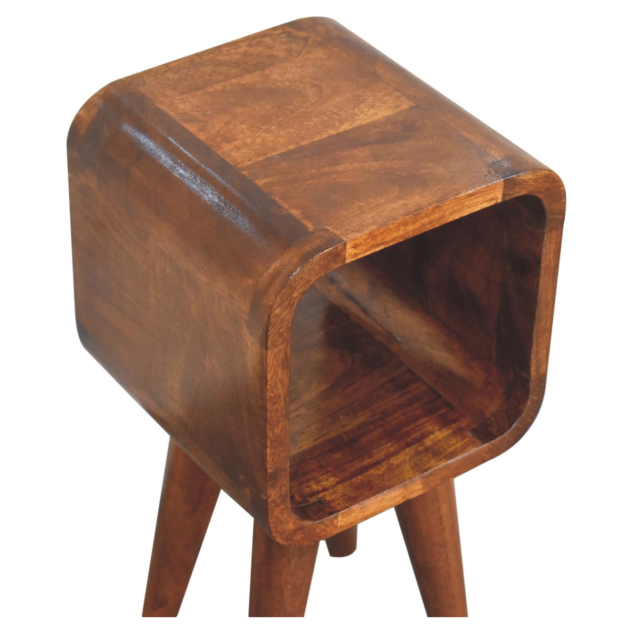 Extra Mini Minimalist Open Curved Chestnut Bedside Bedside table / chest CasaFenix