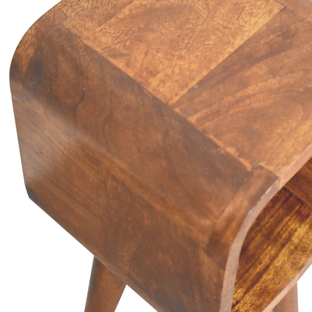 Extra Mini Minimalist Open Curved Chestnut Bedside Bedside table / chest CasaFenix