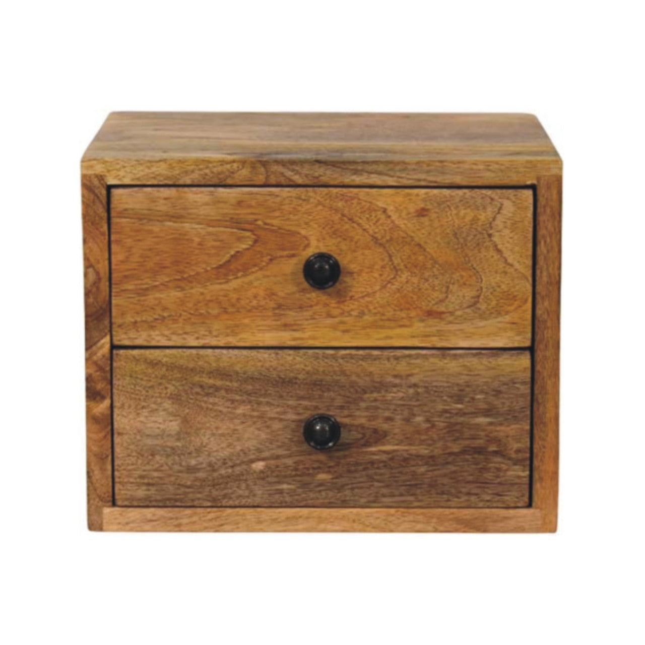 Solis 2-Drawer Oak-ish Wall Mounted Nightstand Bedside table / chest CasaFenix