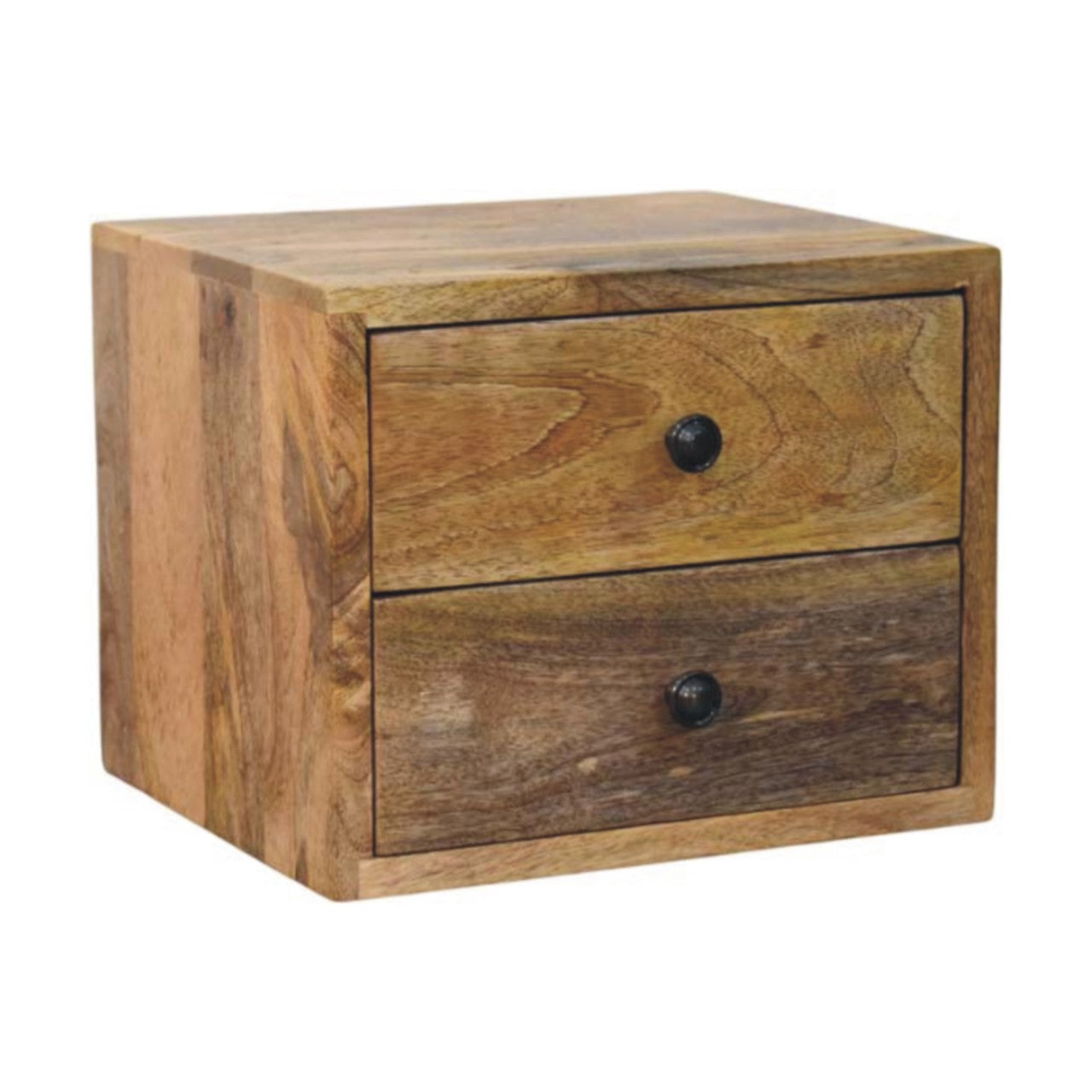 Solis 2-Drawer Oak-ish Wall Mounted Nightstand Bedside table / chest CasaFenix