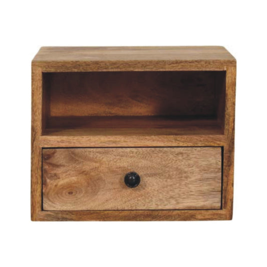Solis 1-Drawer Oak-ish Wall Mounted Nightstand Bedside table / chest CasaFenix