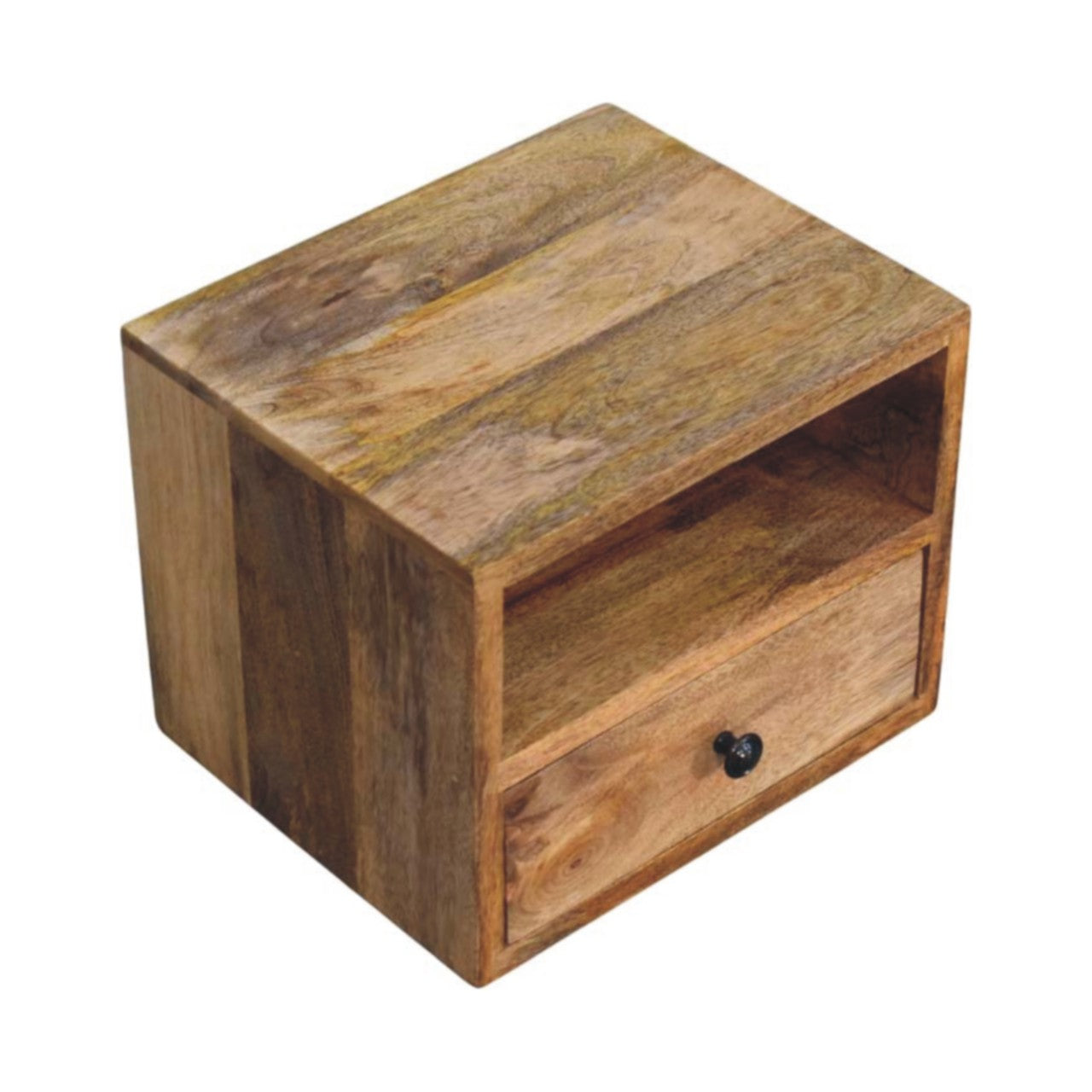 Solis 1-Drawer Oak-ish Wall Mounted Nightstand Bedside table / chest CasaFenix