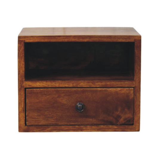 Solis 1-Drawer Chestnut Wall Mounted Nightstand Bedside table / chest CasaFenix