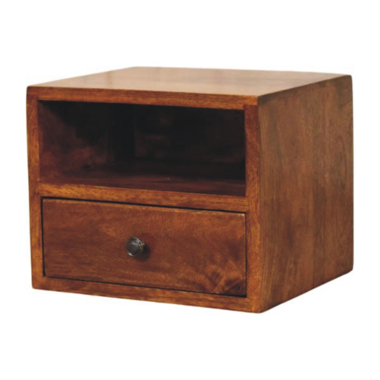 Solis 1-Drawer Chestnut Wall Mounted Nightstand Bedside table / chest CasaFenix