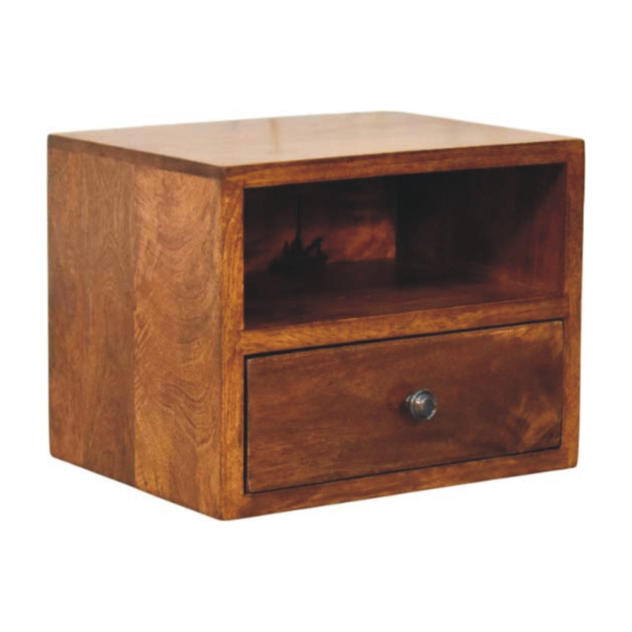 Solis 1-Drawer Chestnut Wall Mounted Nightstand Bedside table / chest CasaFenix