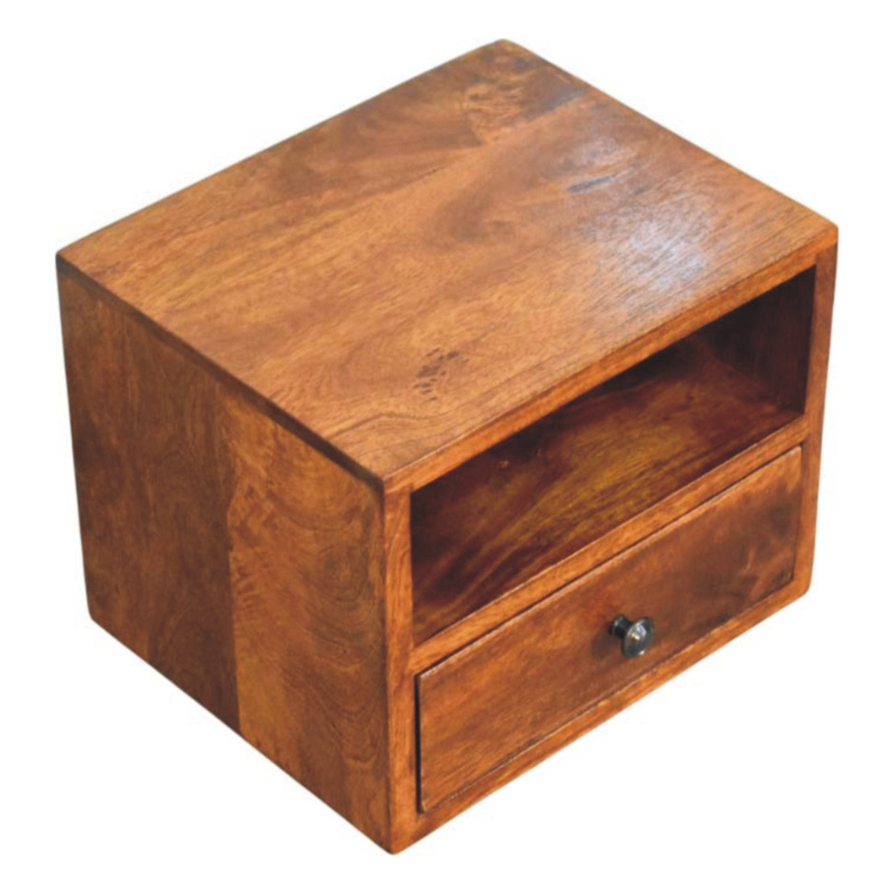Solis 1-Drawer Chestnut Wall Mounted Nightstand Bedside table / chest CasaFenix