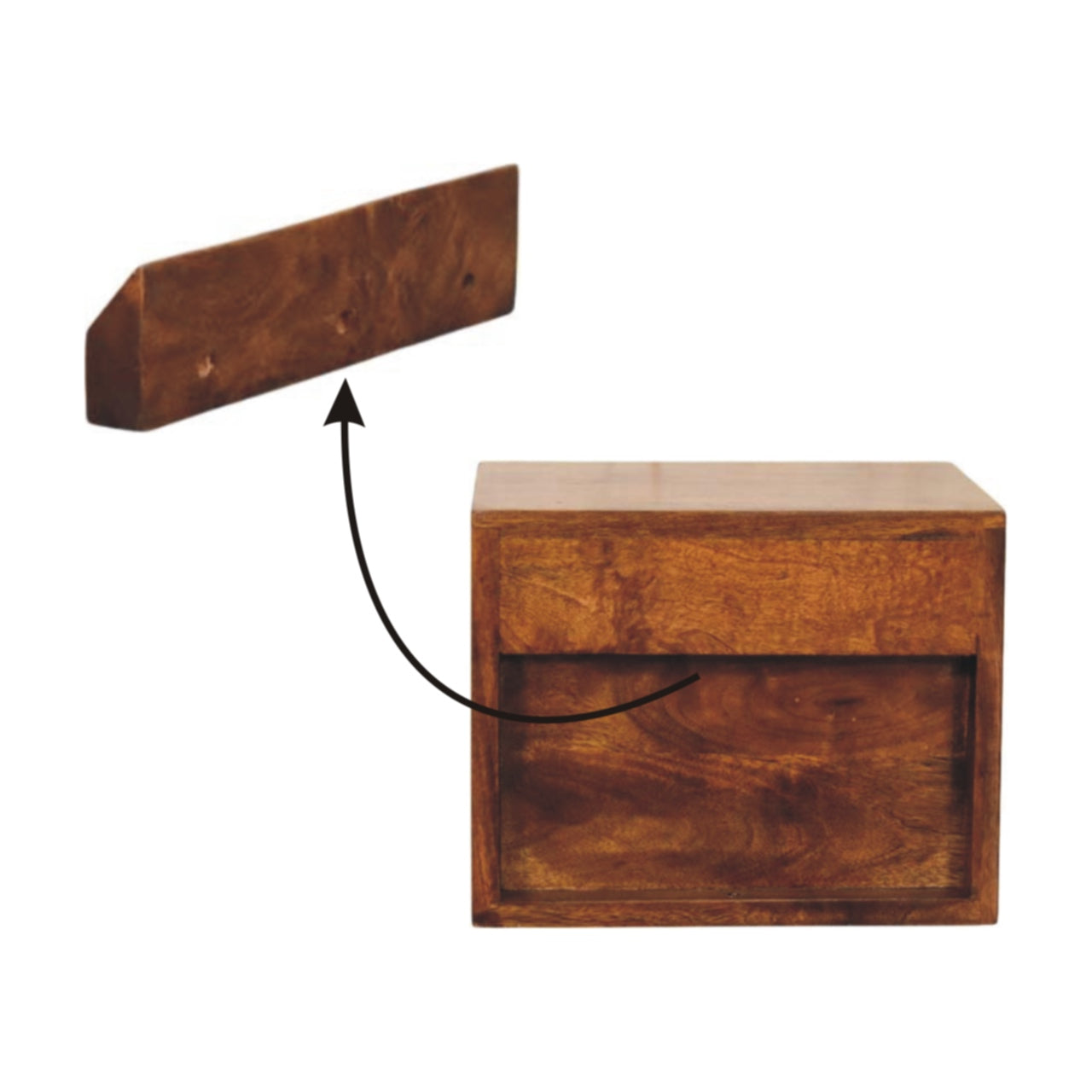 Solis 2-Drawer Chestnut Wall Mounted Nightstand Bedside table / chest CasaFenix