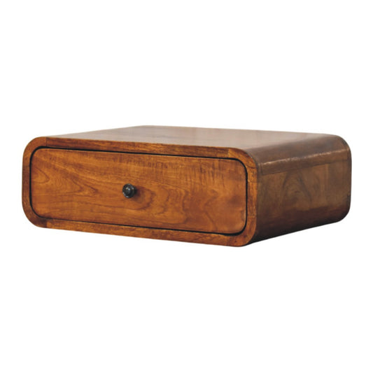 Avora Wall-Mounted Honey Caramel 1 Drawer Nightstand Bedside table / chest CasaFenix