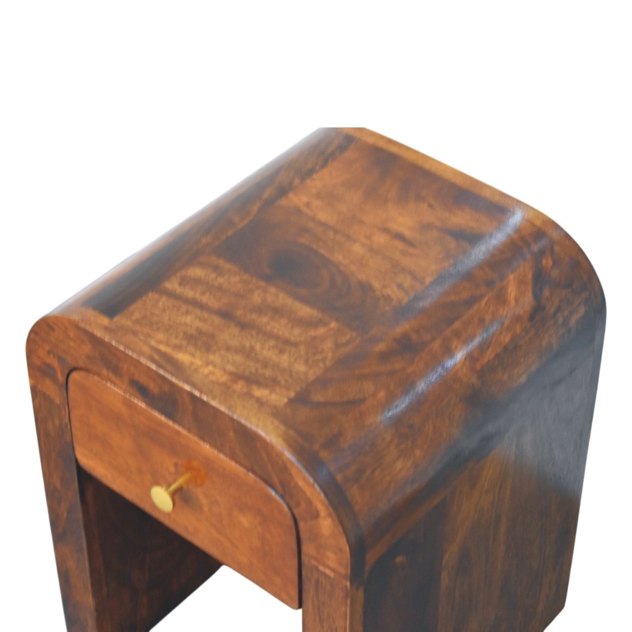 Mini Darcy Chestnut Nightstand with Curved Edges Bedside table / chest CasaFenix
