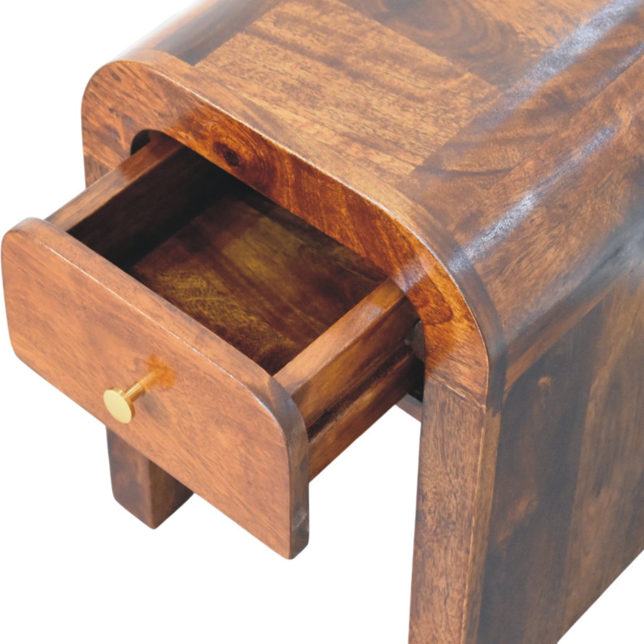 Mini Darcy Chestnut Nightstand with Curved Edges Bedside table / chest CasaFenix