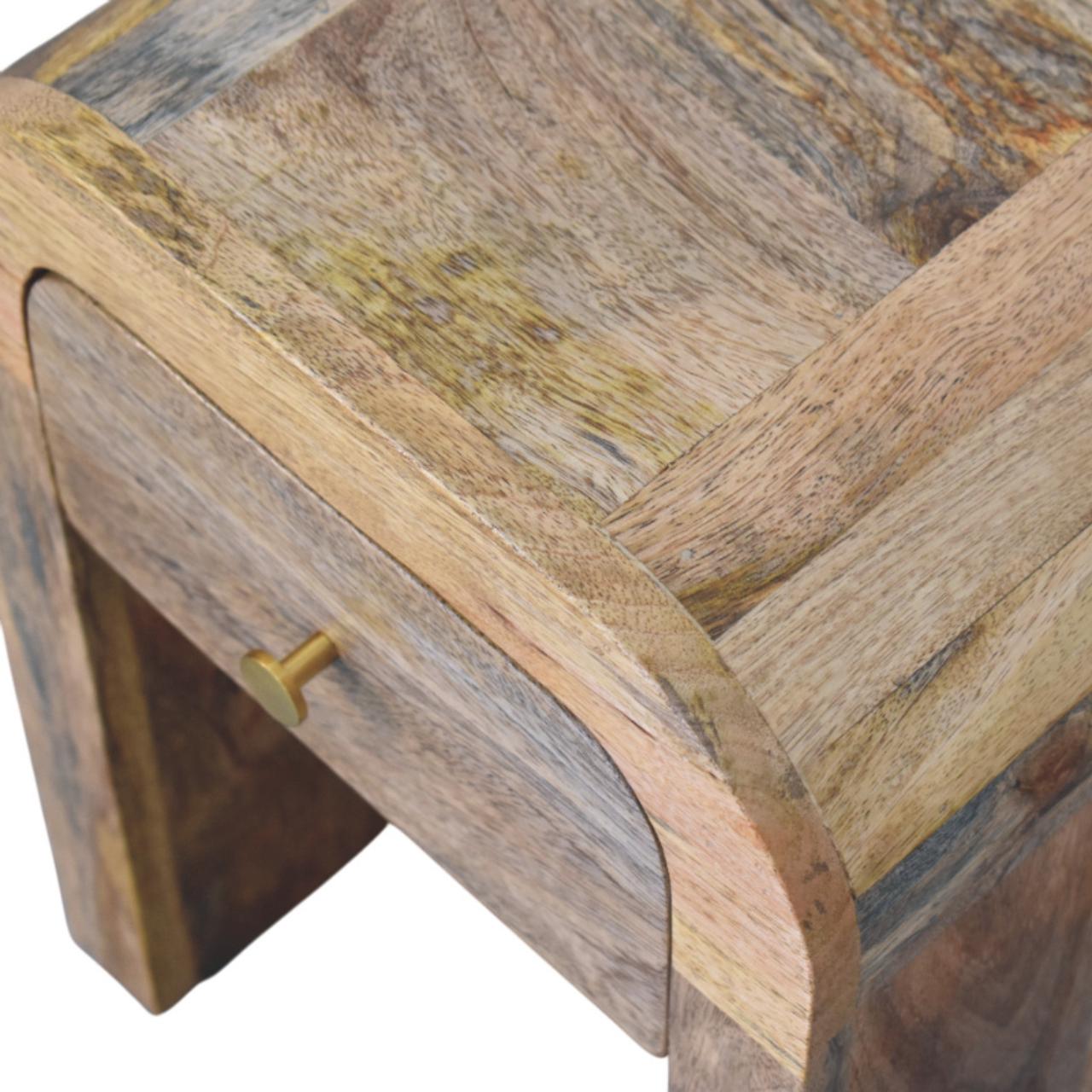 Mini Darcy Oak-ish Nightstand with Curved Edges Bedside table / chest CasaFenix