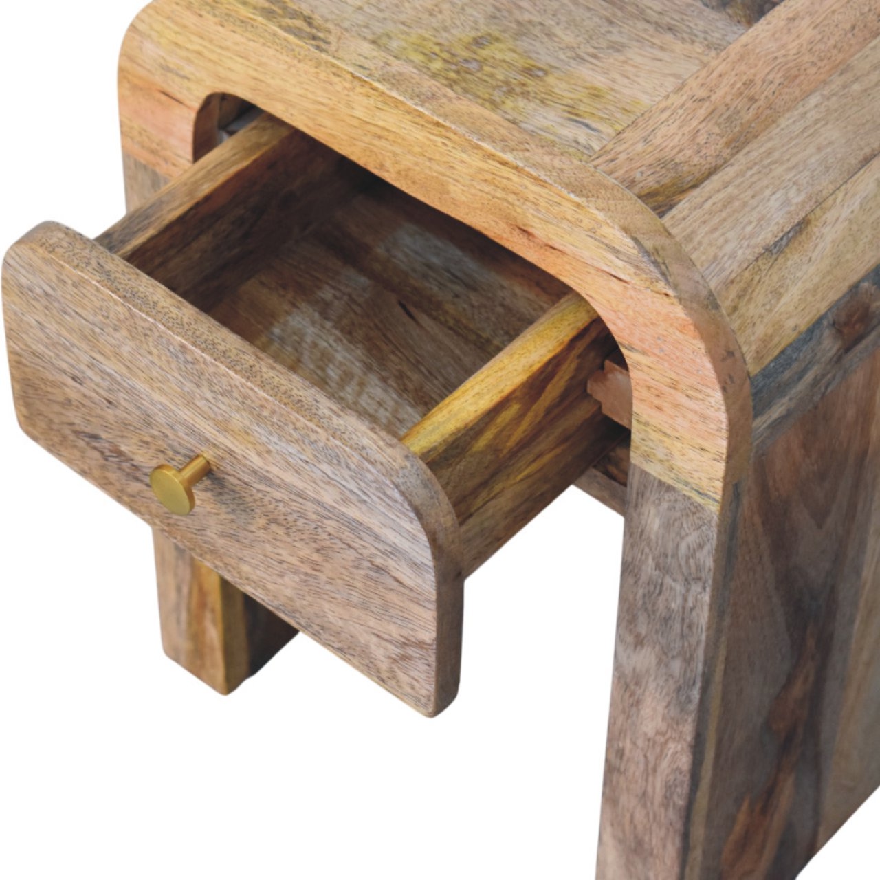 Mini Darcy Oak-ish Nightstand with Curved Edges Bedside table / chest CasaFenix