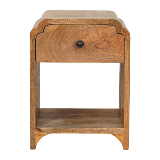 Newton Mini Oak-ish Nightstand with a drawer and open shelf Bedside table / chest CasaFenix