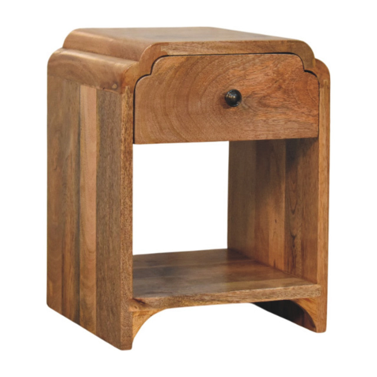 Newton Mini Oak-ish Nightstand with a drawer and open shelf Bedside table / chest CasaFenix