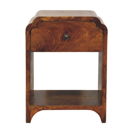 Newton Mini Chestnut Nightstand with a drawer and open shelf Bedside table / chest CasaFenix