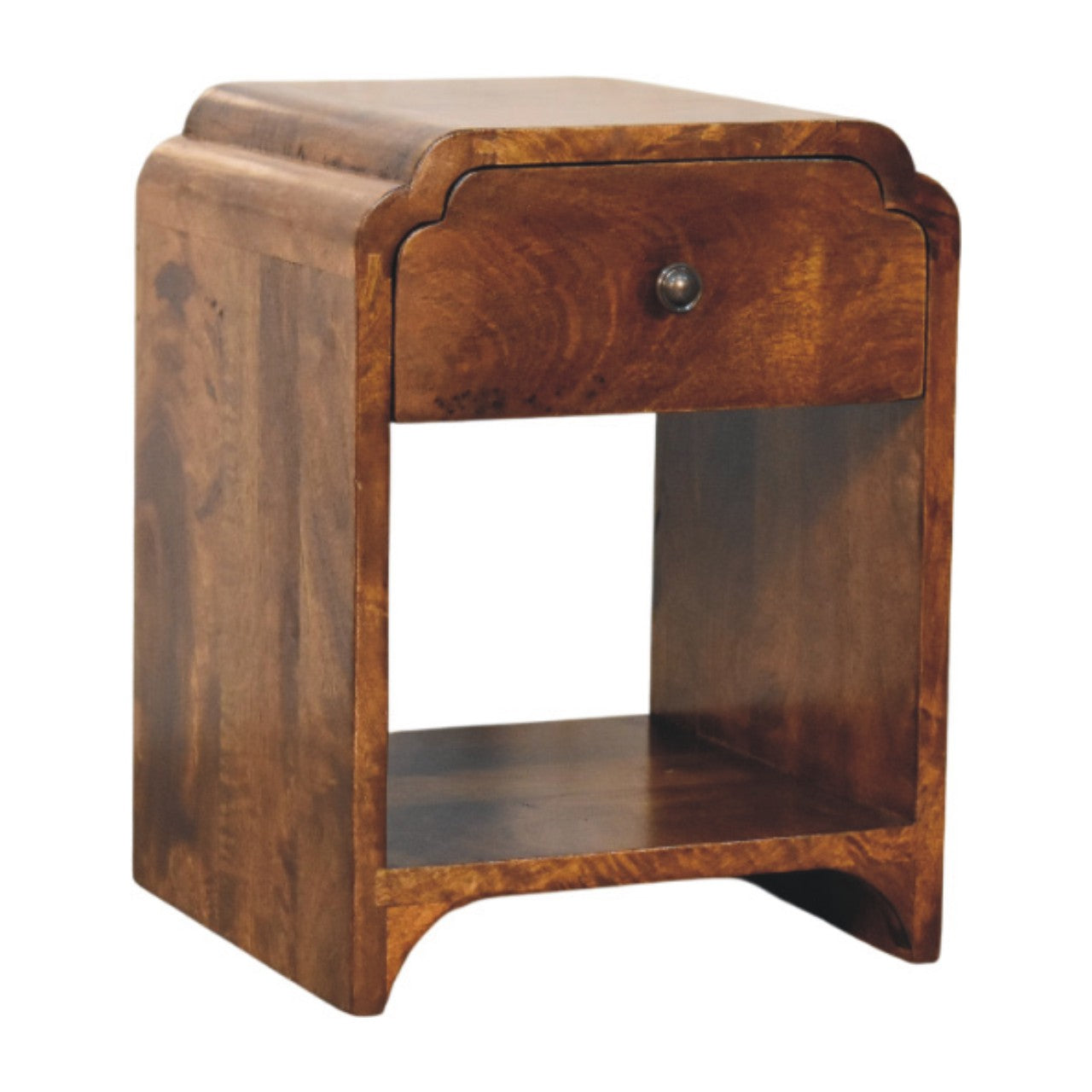 Newton Mini Chestnut Nightstand with a drawer and open shelf Bedside table / chest CasaFenix