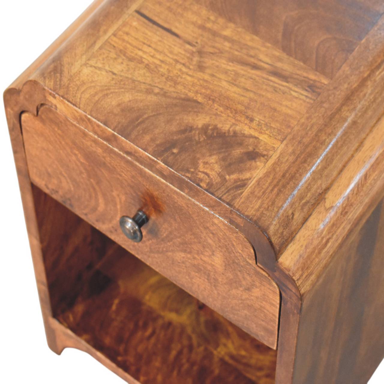 Newton Mini Chestnut Nightstand with a drawer and open shelf Bedside table / chest CasaFenix