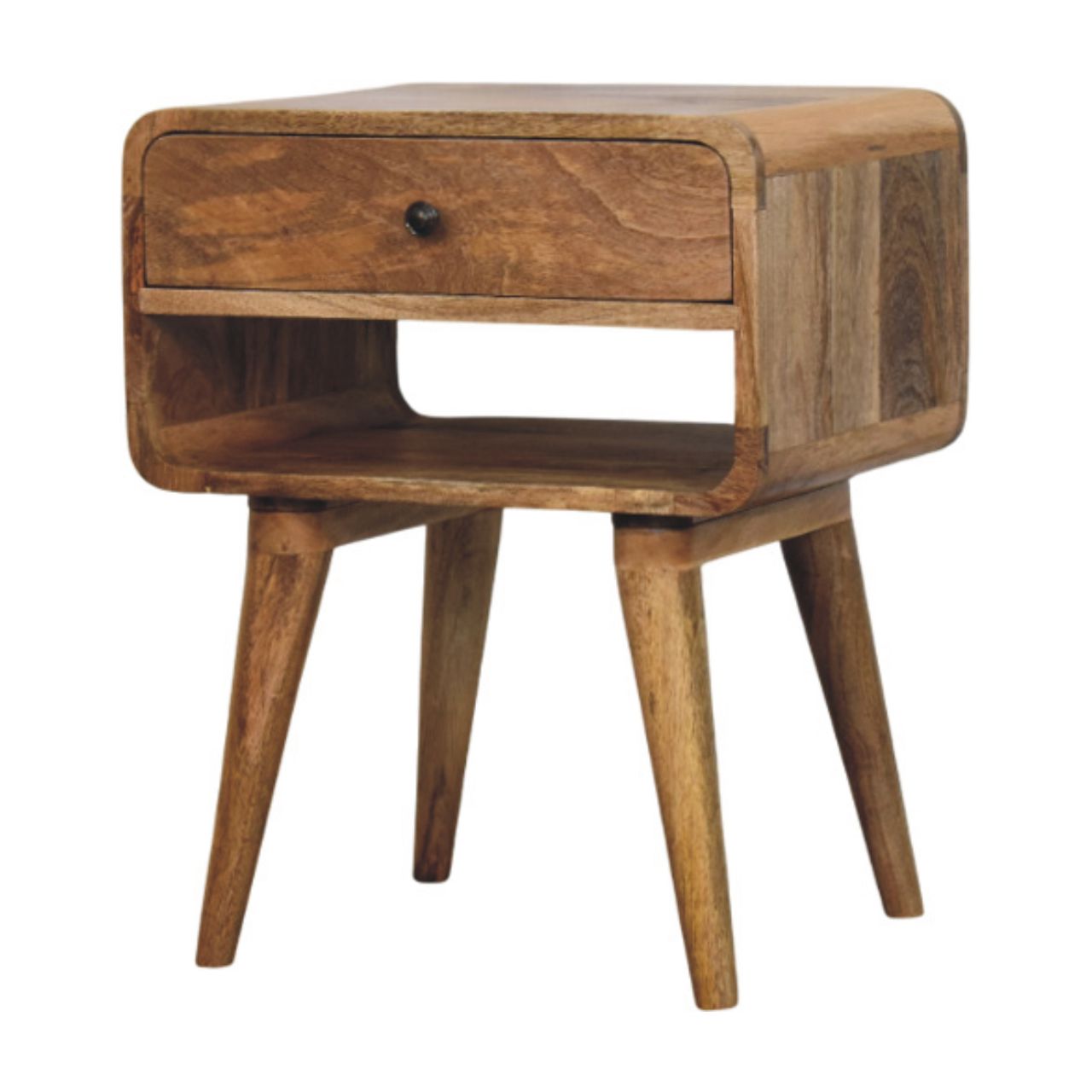 Avora Oak-ish Nightstand with Drawer and open slot Bedside table / chest CasaFenix