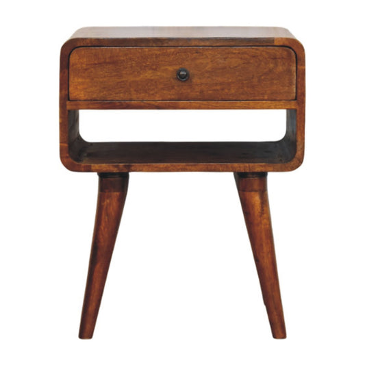 Avora Chestnut Nightstand with Drawer and open slot Bedside table / chest CasaFenix