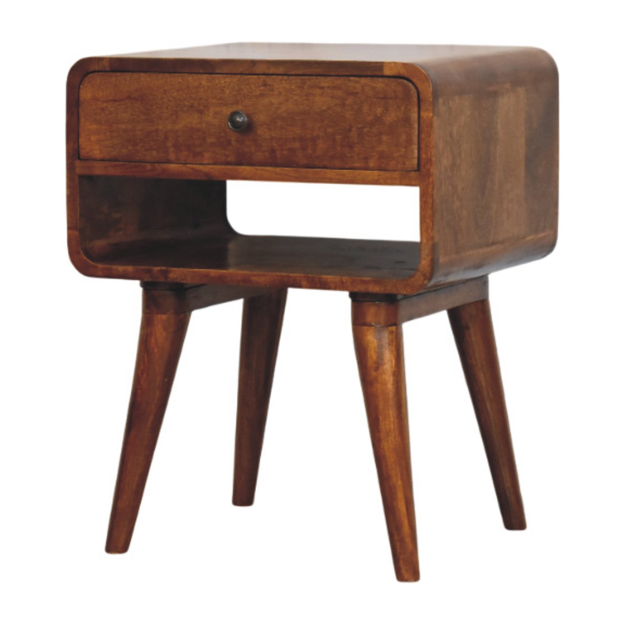 Avora Chestnut Nightstand with Drawer and open slot Bedside table / chest CasaFenix
