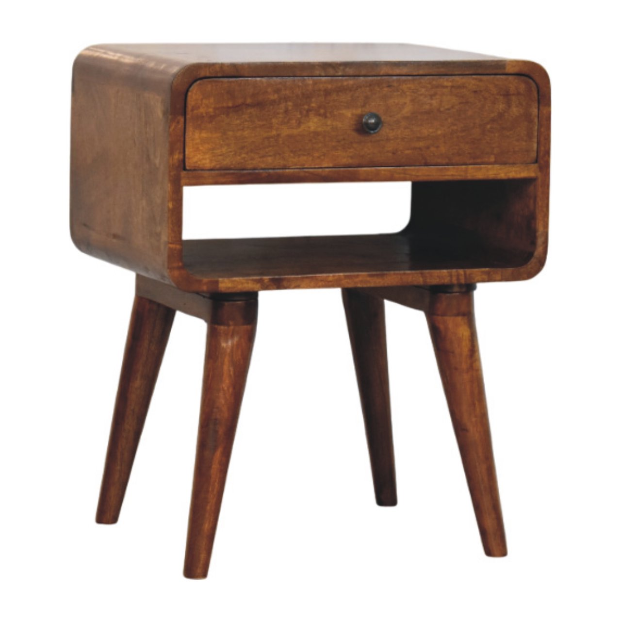 Avora Chestnut Nightstand with Drawer and open slot Bedside table / chest CasaFenix