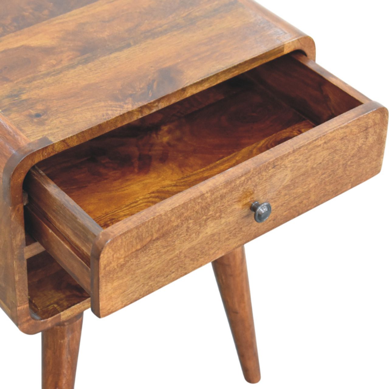 Avora Chestnut Nightstand with Drawer and open slot Bedside table / chest CasaFenix