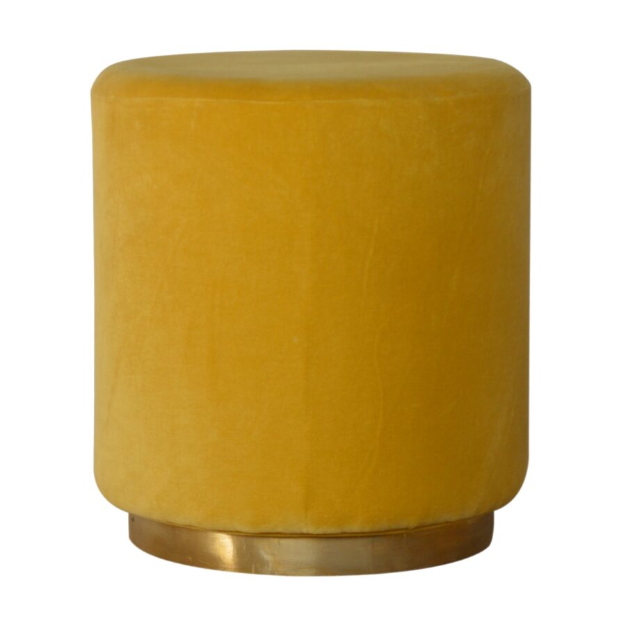 Mustard Velvet Footstool with Gold Base Footstool CasaFenix