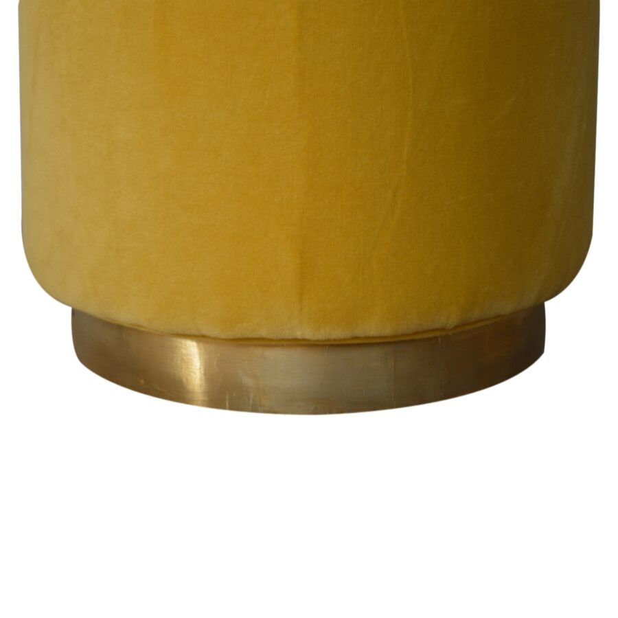 Mustard Velvet Footstool with Gold Base Footstool CasaFenix