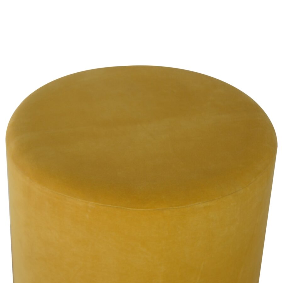 Mustard Velvet Footstool with Gold Base Footstool CasaFenix