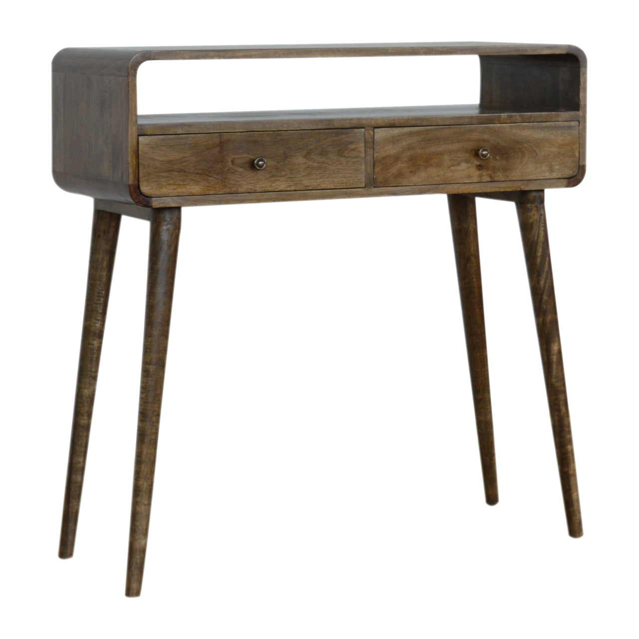 Curved Grey-wash Console Table Desk CasaFenix