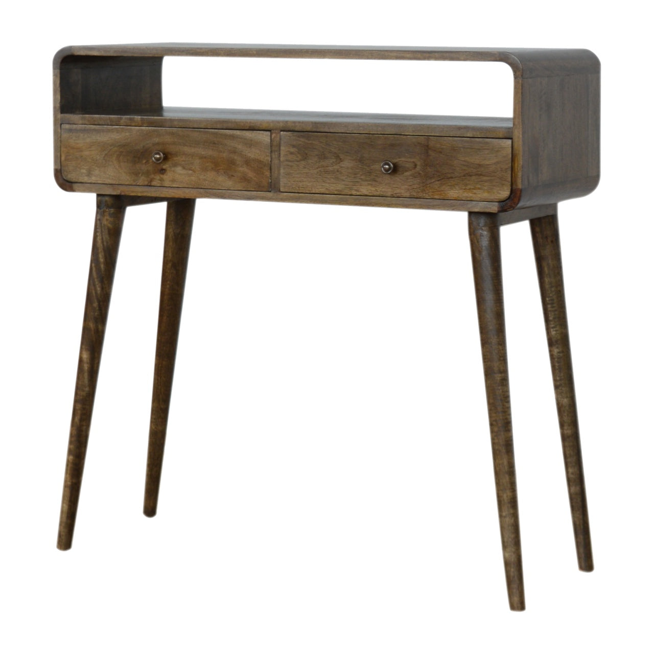 Curved Grey-wash Console Table Desk CasaFenix
