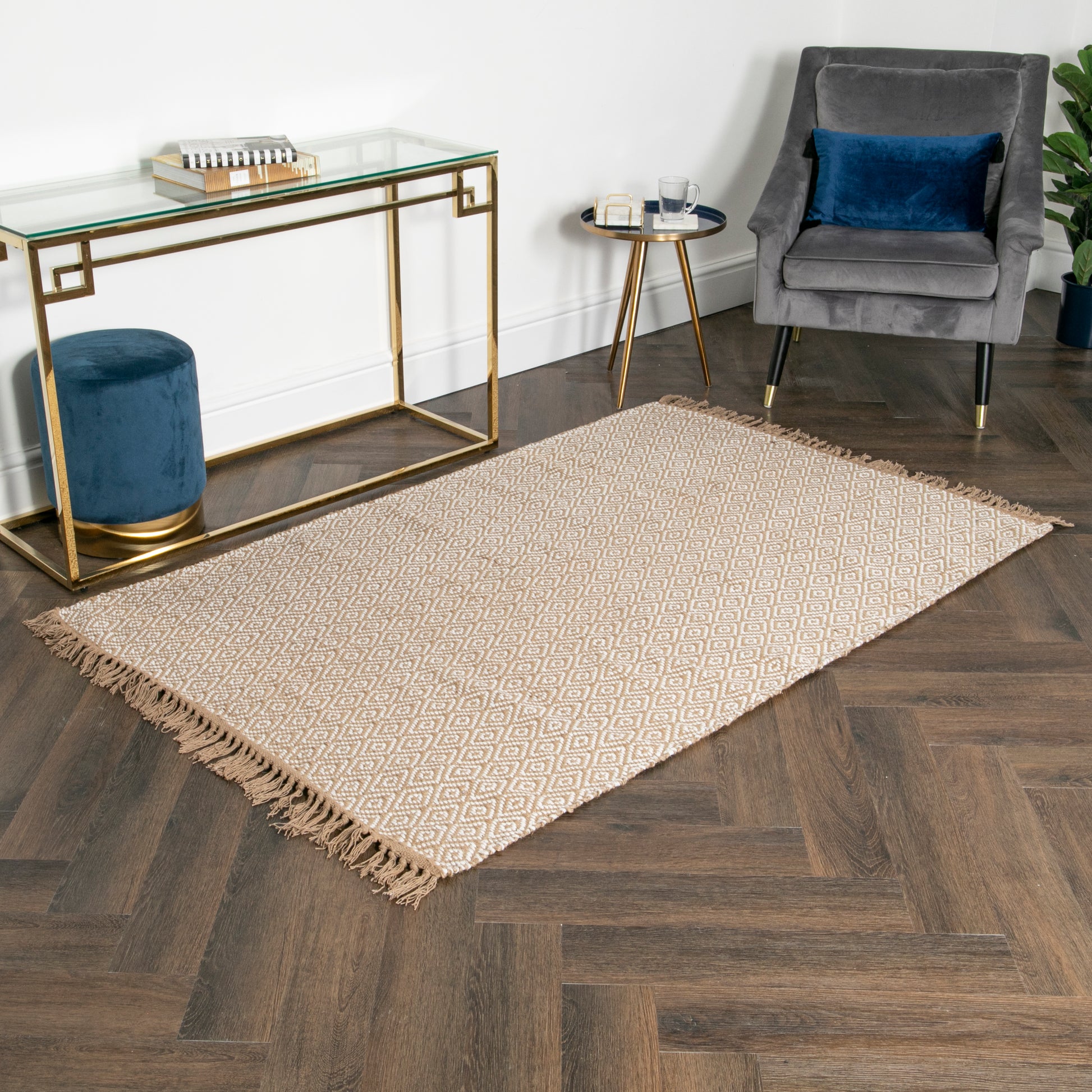 Geometric Jute & Cotton Rug 120 x 180cm Rugs CasaFenix