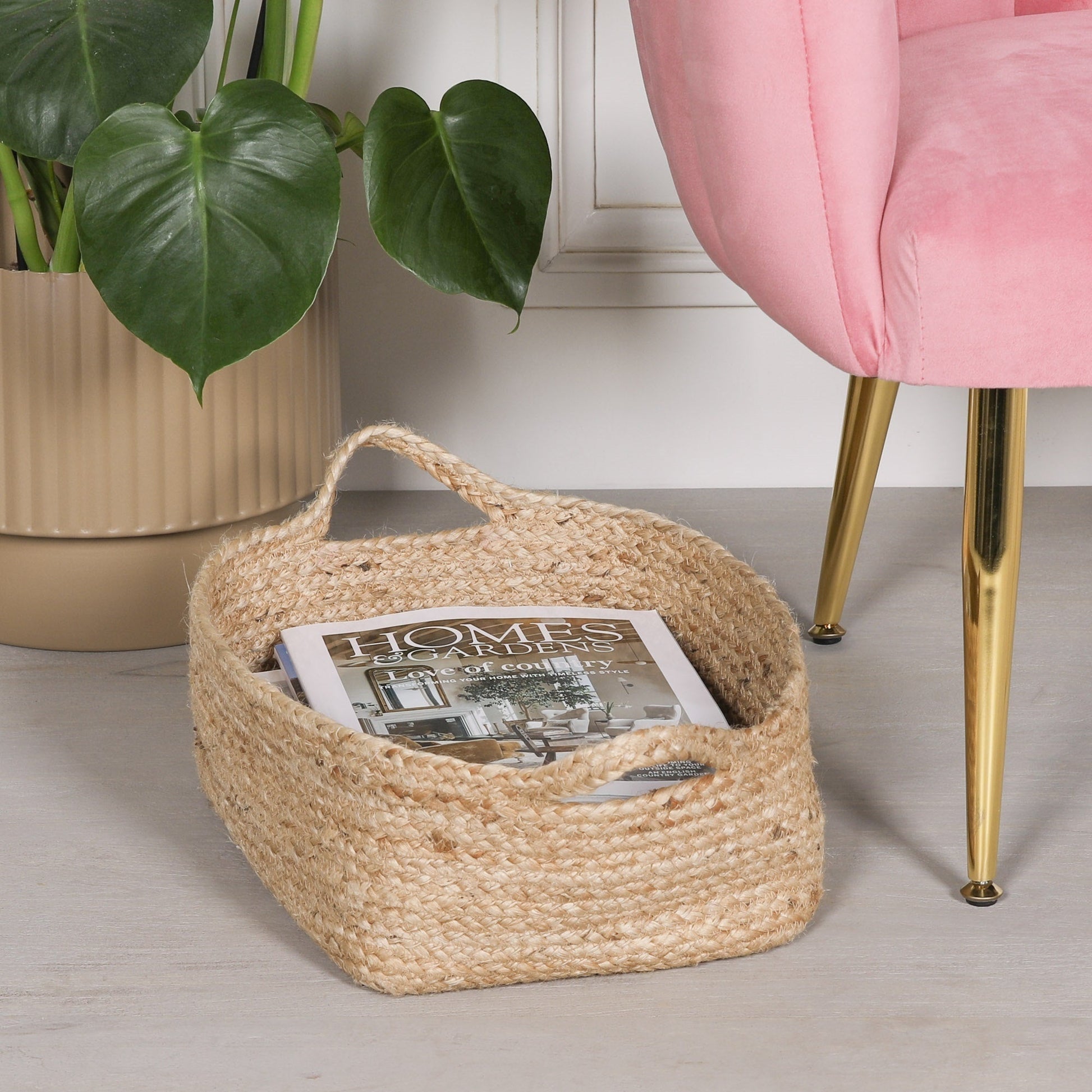 Jute Magazine Storage Basket  CasaFenix