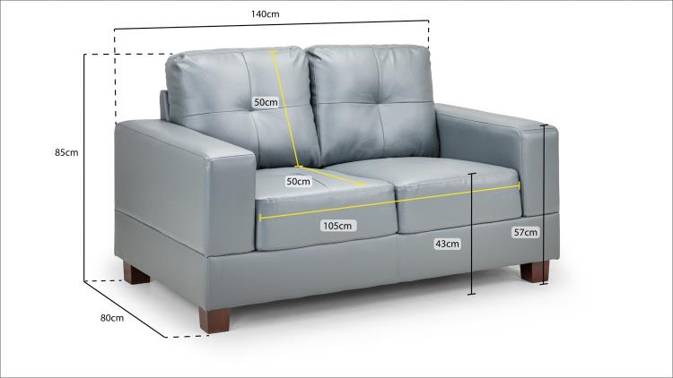 Jerry Sofa in Faux Leather or Fabric 1, 2, 3 Seat Black or Grey or Light Grey Sofa CasaFenix