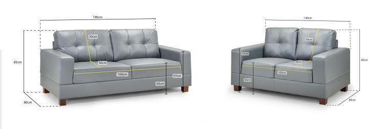 Jerry Sofa in Faux Leather or Fabric 1, 2, 3 Seat Black or Grey or Light Grey Sofa CasaFenix
