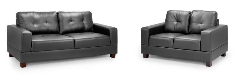 Jerry Sofa in Faux Leather or Fabric 1, 2, 3 Seat Black or Grey or Light Grey Sofa CasaFenix