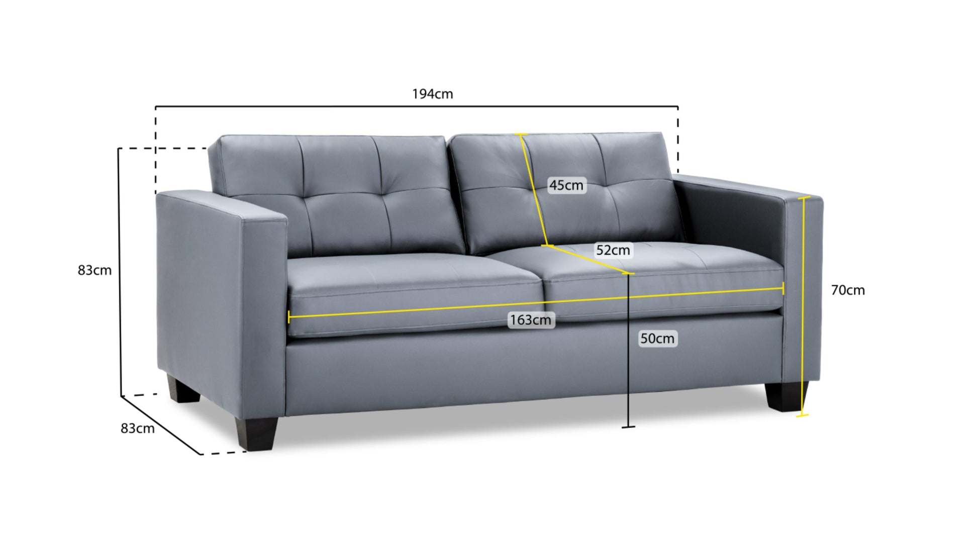 Jerry Sofa in Faux Leather or Fabric 1, 2, 3 Seat Black or Grey or Light Grey Sofa CasaFenix