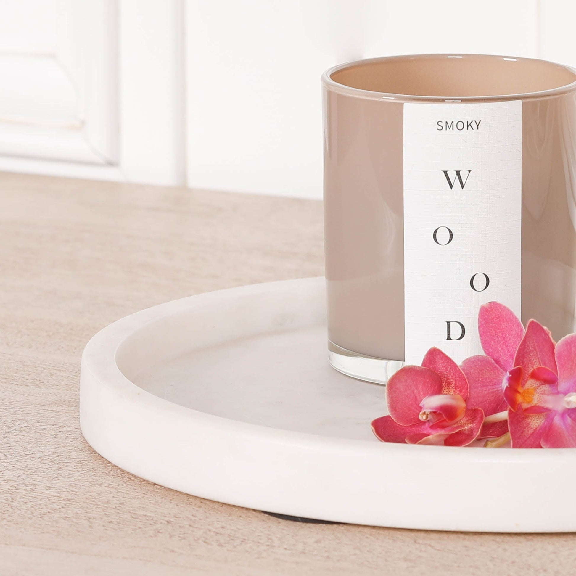 Round 25cm Natural White Marble Tray  CasaFenix