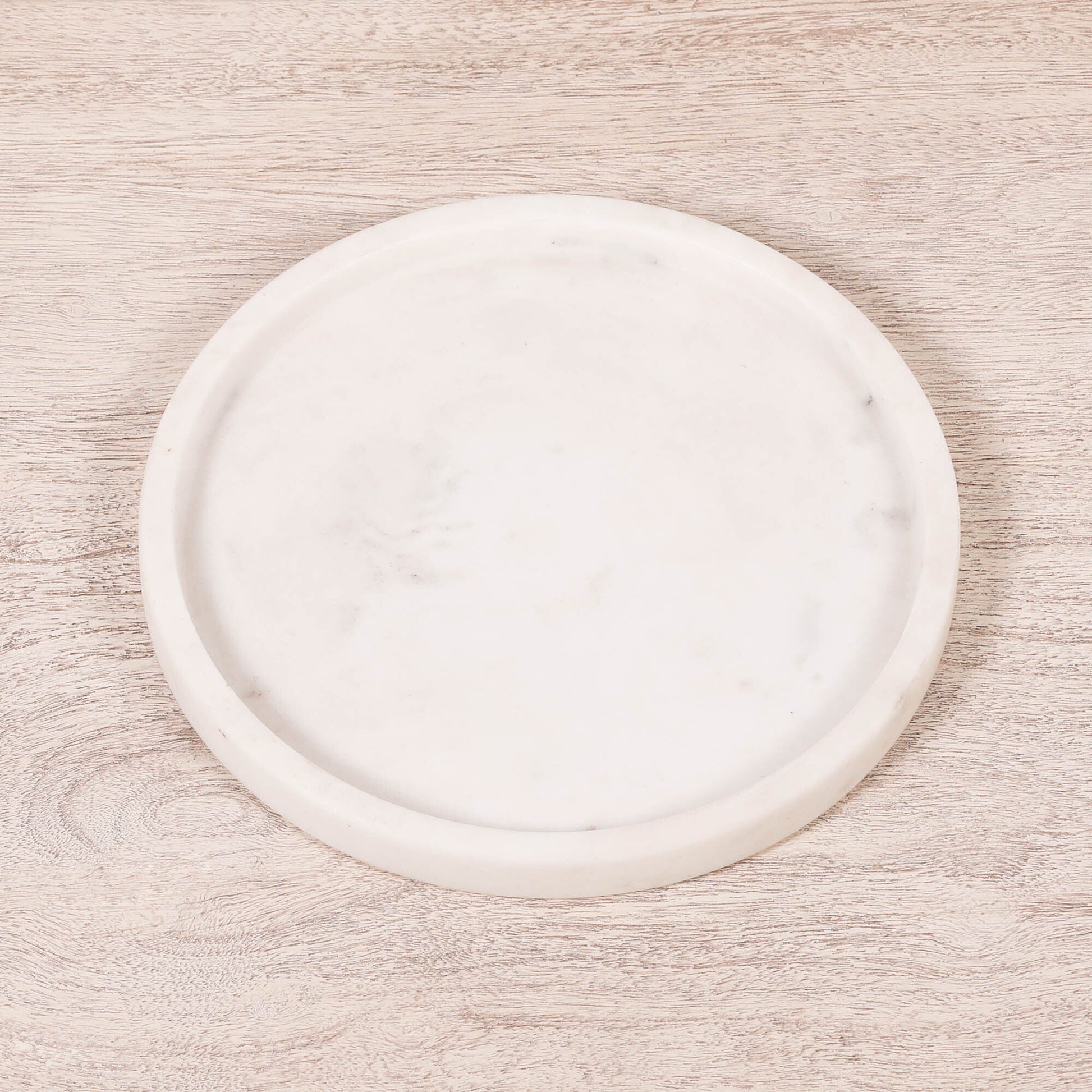 Round 25cm Natural White Marble Tray  CasaFenix