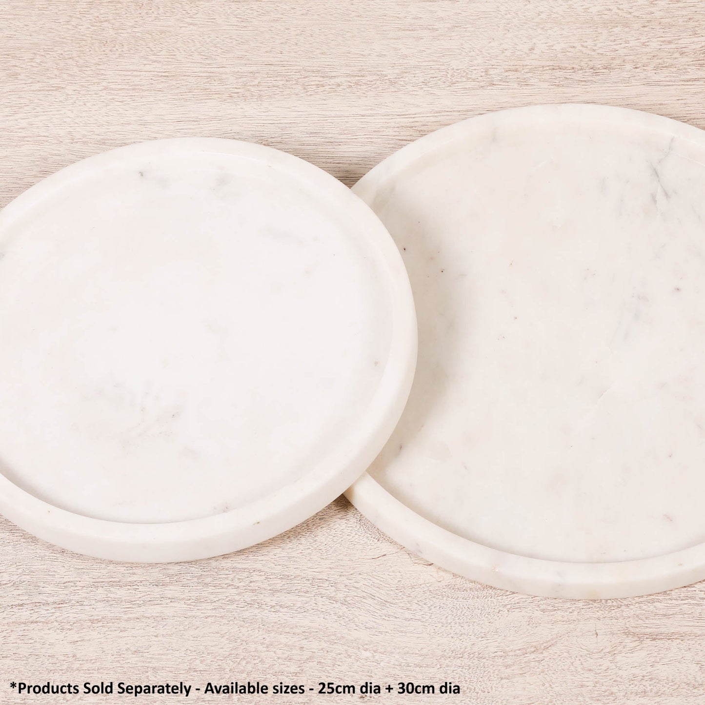 Round 25cm Natural White Marble Tray  CasaFenix
