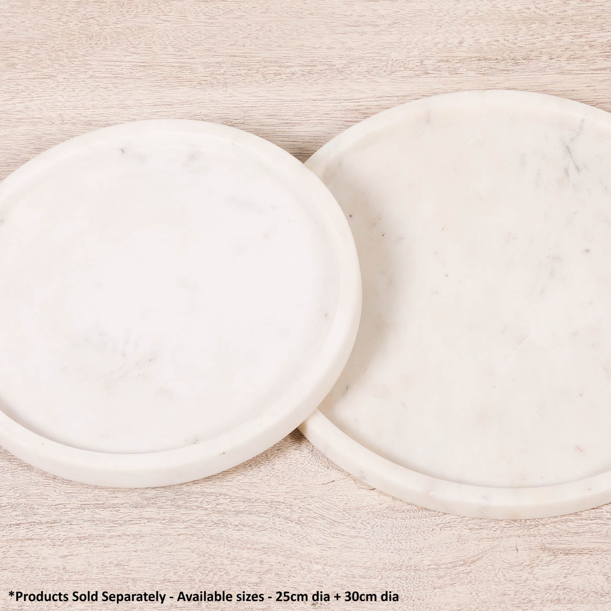 Round 25cm Natural White Marble Tray  CasaFenix