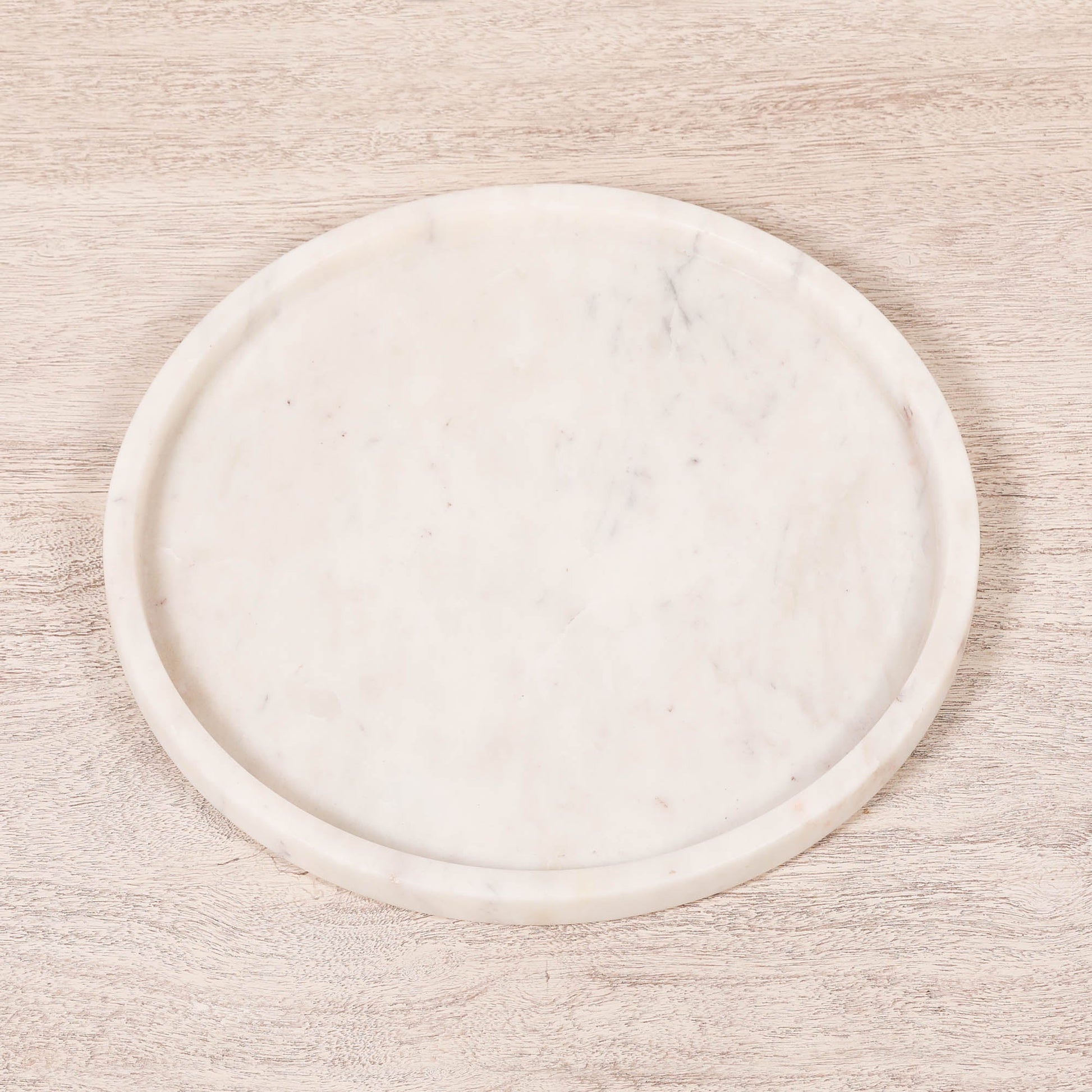 Round 30cm Natural White Marble Tray  CasaFenix