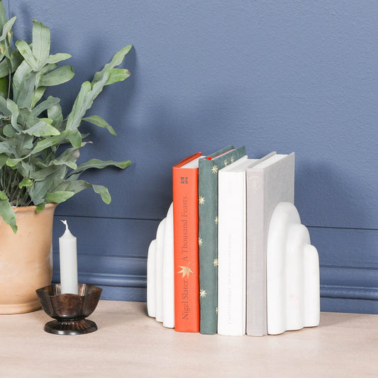 Natural White Marble Bookends bookends CasaFenix