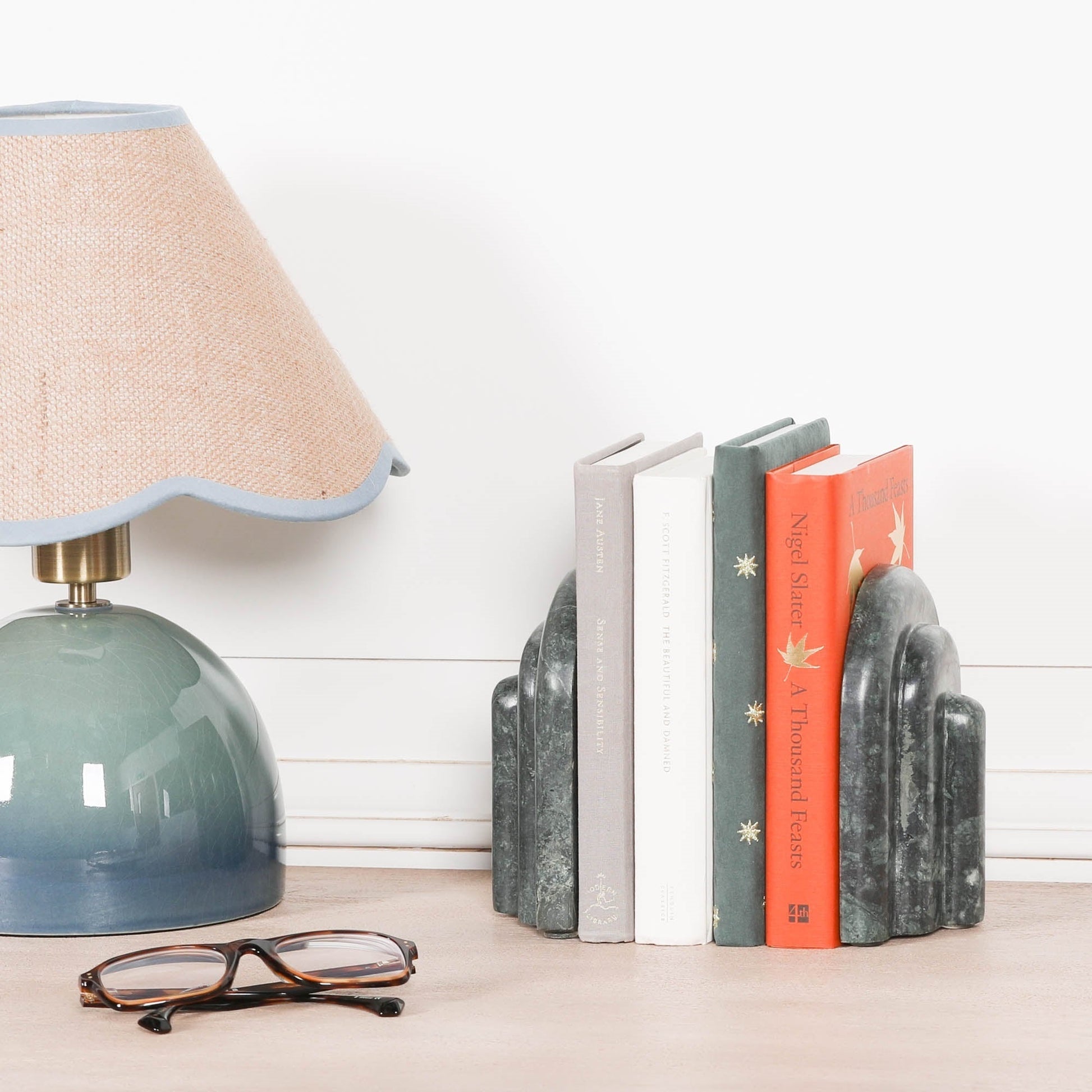 Natural Green Marble Bookends  CasaFenix