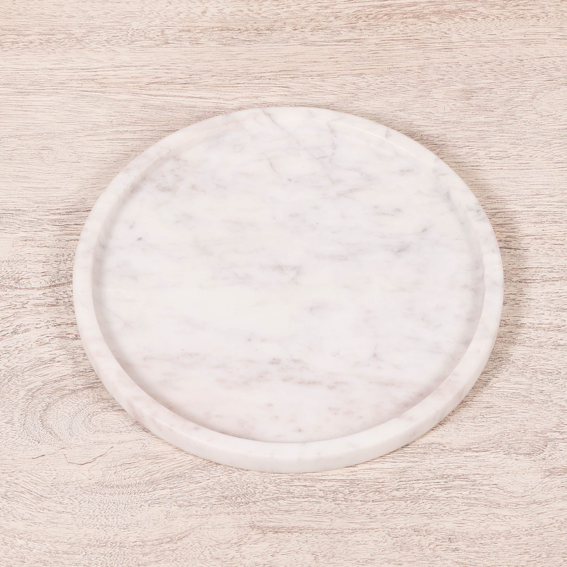 Round 25cm Natural Veined Marble Tray  CasaFenix