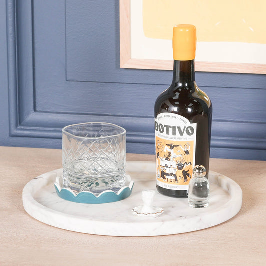 Round 30cm Natural Veined Marble Tray tray CasaFenix