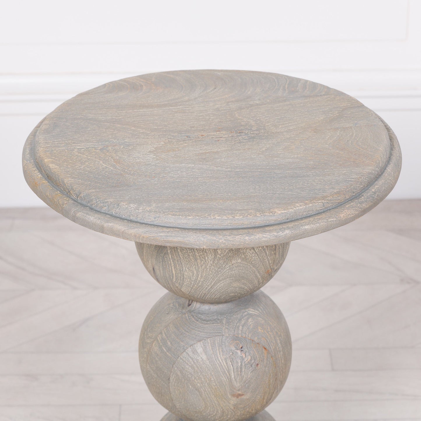 Rustic Wooden Stacked Ball Side Occasional Table  CasaFenix
