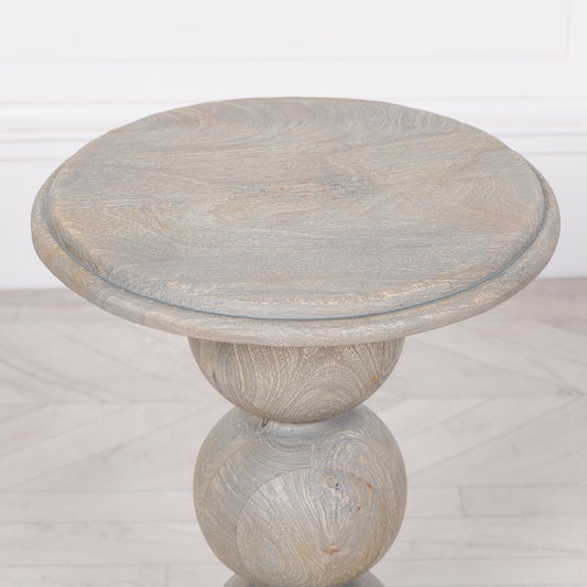 Rustic Wooden Stacked Ball Side Occasional Table  CasaFenix